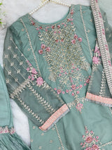 1458 Pakistani Gharara Set - Pistachio Green