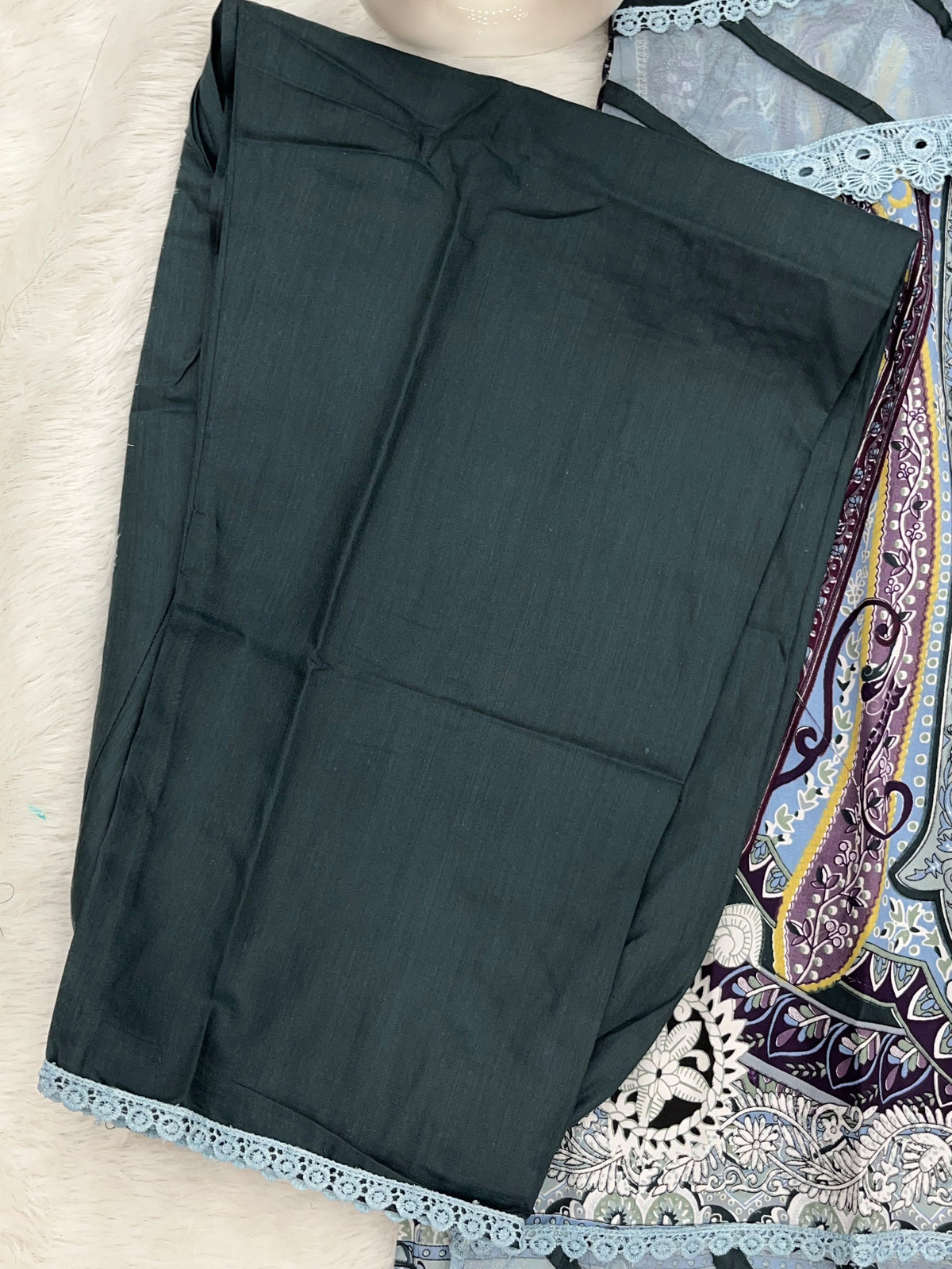 1449 Pakistani Embroidered Suit - Bottle Green