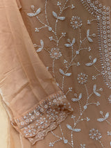 1452 Pakistani Unstitched Partywear - Peach
