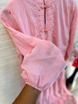 1208 Korean Jacket Gown Set - Blush Pink