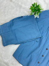 1389 Denim Embroidered Coord-Set - Sky blue
