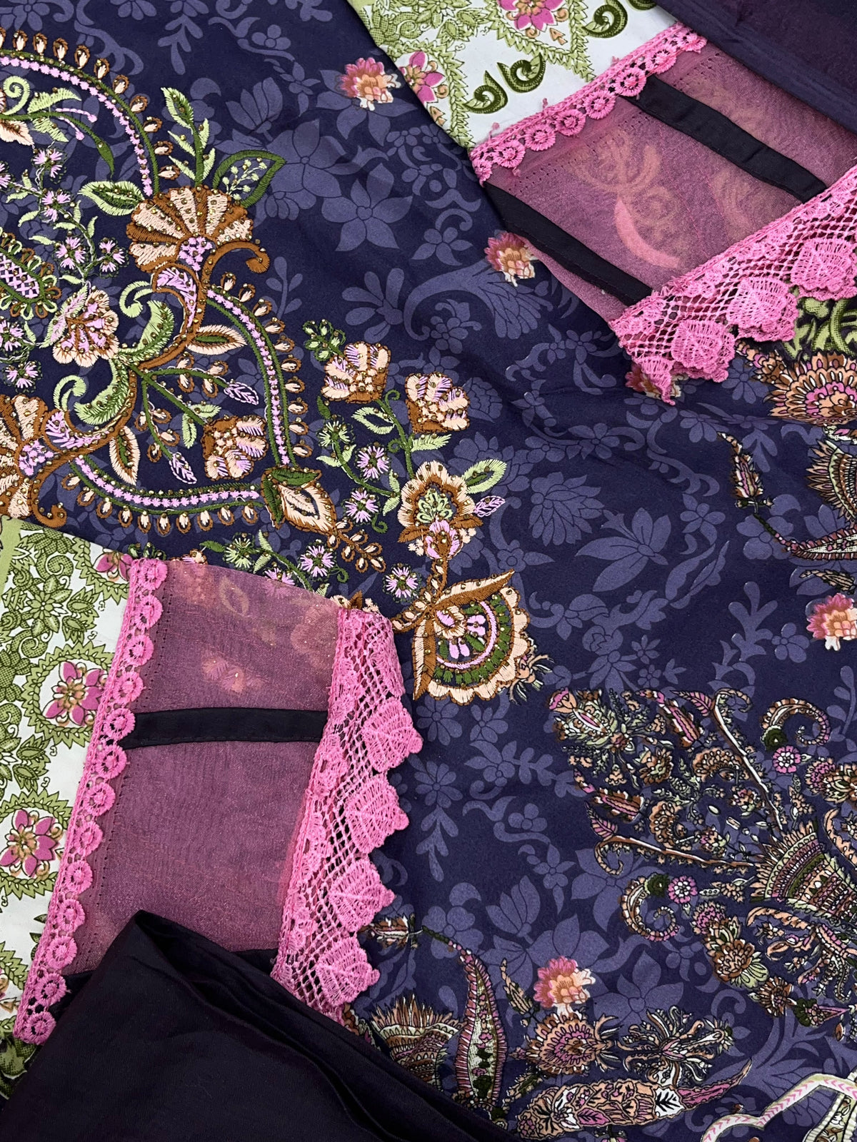 1449 Pakistani Embroidered Suit - Indigo Purple