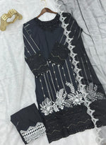 622 Premium Embroidered Pakistani Party Wear - Black