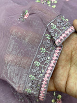 651 Pakistani Floral Party Wear Set - Dusty Grape