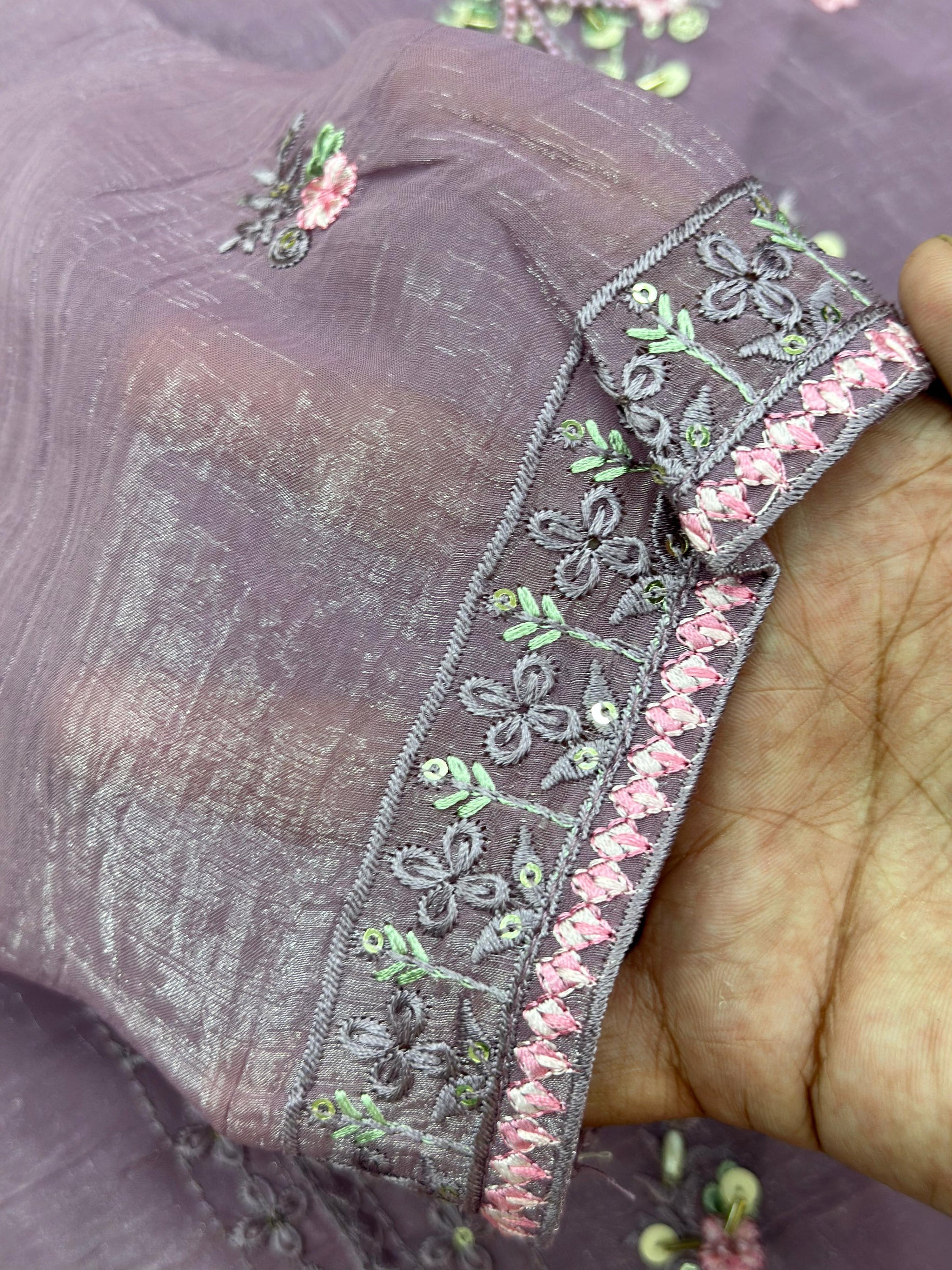 651 Pakistani Floral Party Wear Set - Dusty Grape