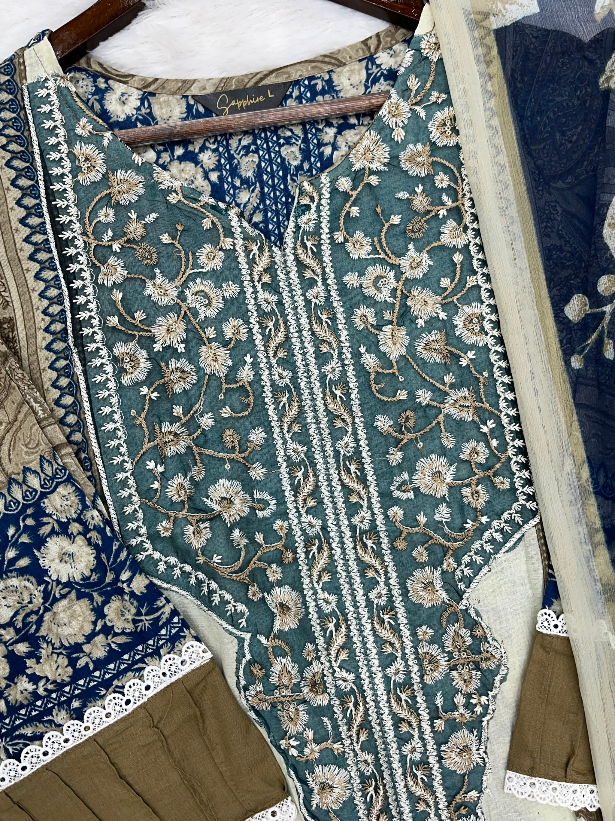 1212 Pakistani Lawn Suit - Olive