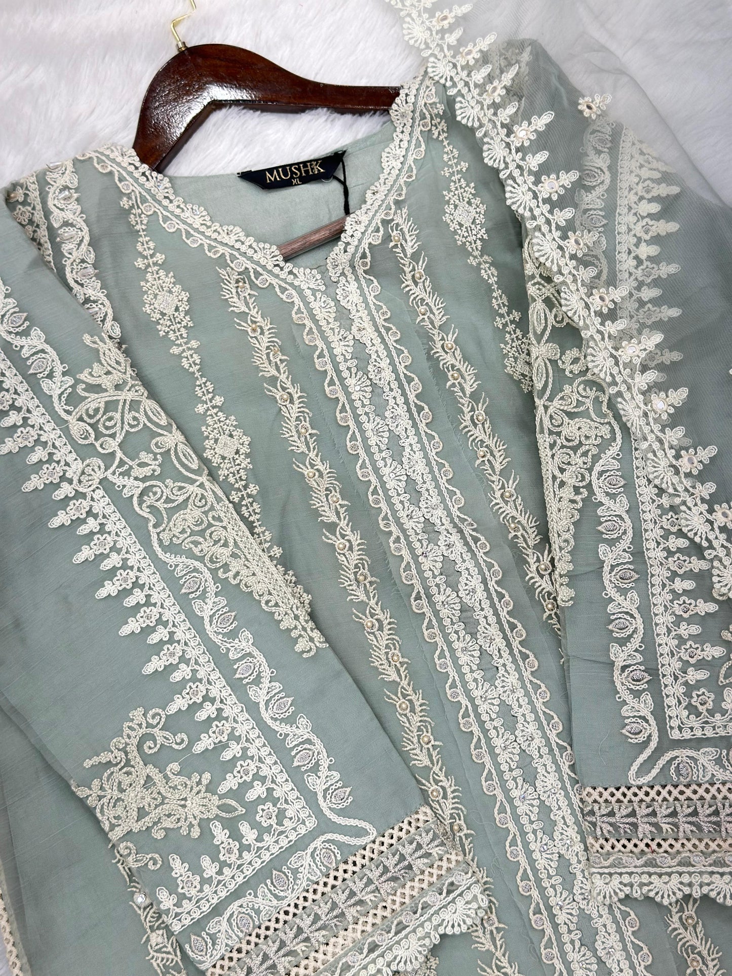 857 Readymade Mushk A-Line Sharara Set - Light Sea Green
