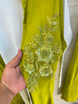 1191 Embroidered Shrug Coord Set - Lime