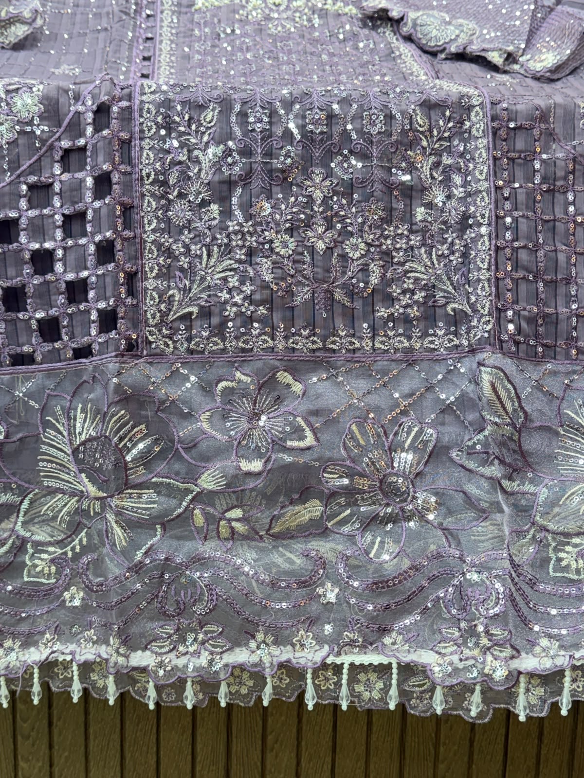 1436 Pakistani Unstitched Partywear - Purple