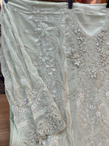 1488 Pakistani Unstitched Party Wear - Pista Green