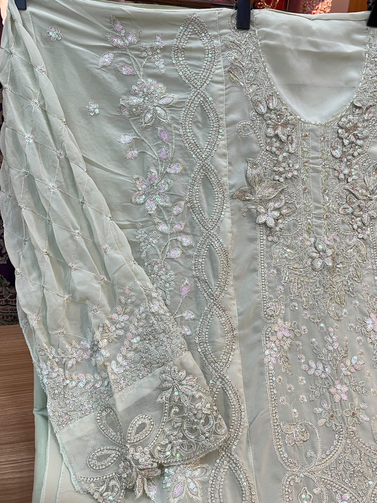 1488 Pakistani Unstitched Party Wear - Pista Green