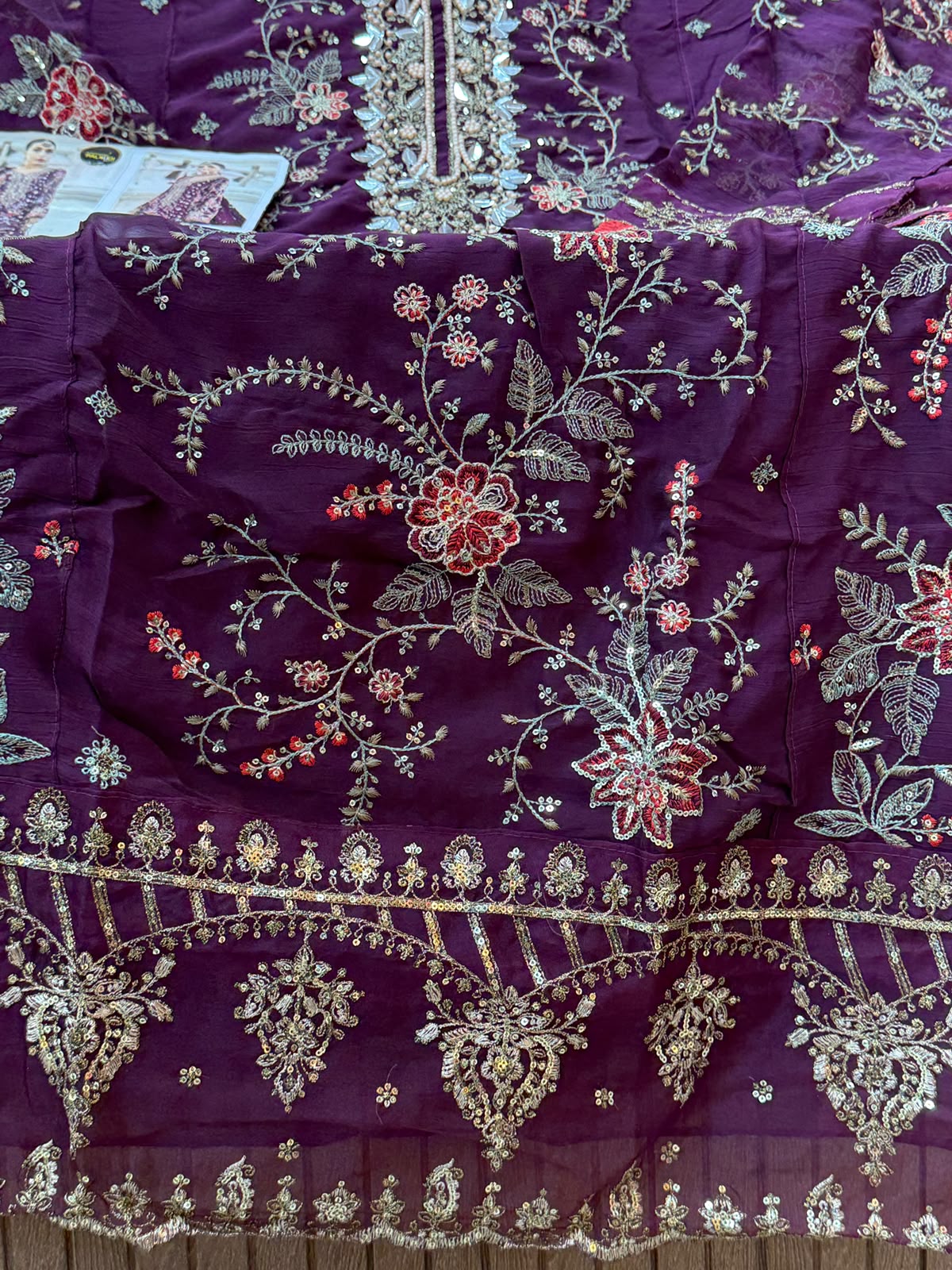 1439 Maria-B Unstitched Partywear - Plum