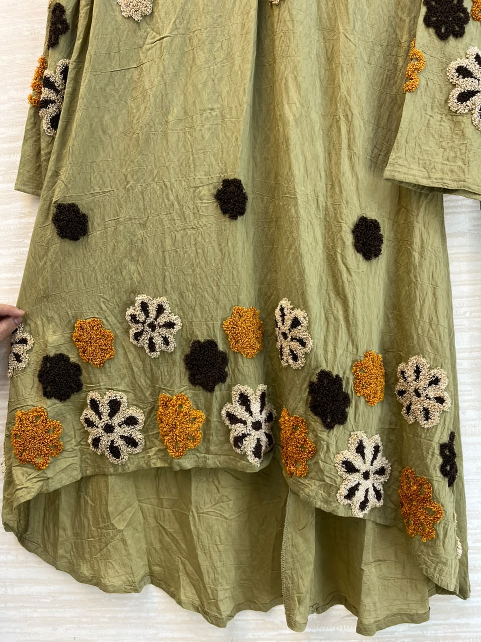 1097 Floral Embroidered Coord Set - Olive Green