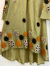 1097 Floral Embroidered Coord Set - Olive Green