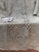 1456 Pakistani Unstitched Partywear - Olive Green