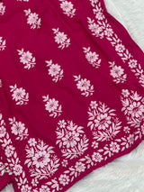 666 Lucknowi Palazzo Set - Dark Pink