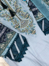 1449 Pakistani Embroidered Suit - Powder Blue