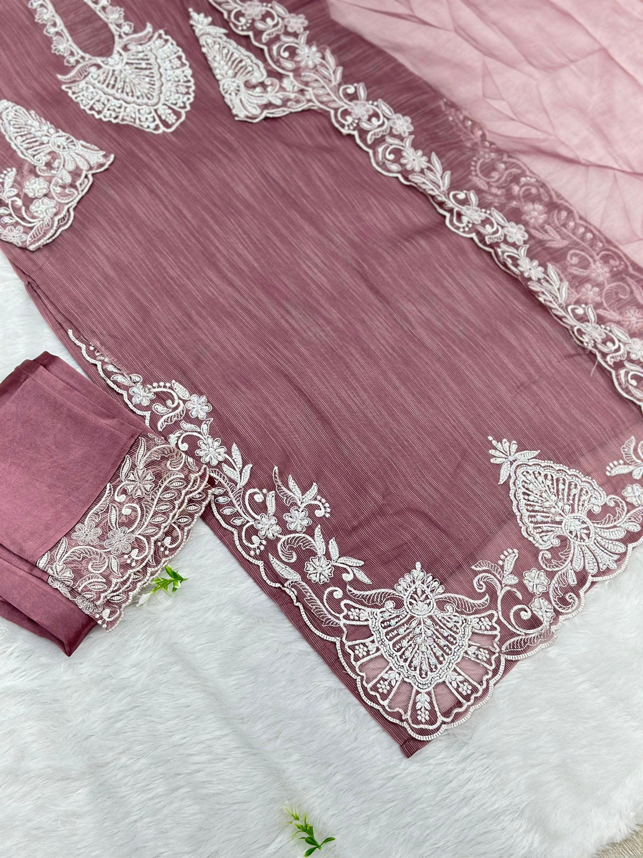 623 Premium Embroidered Pakistani Party Wear - Pink