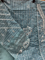 1436 Pakistani Unstitched Partywear - Blue