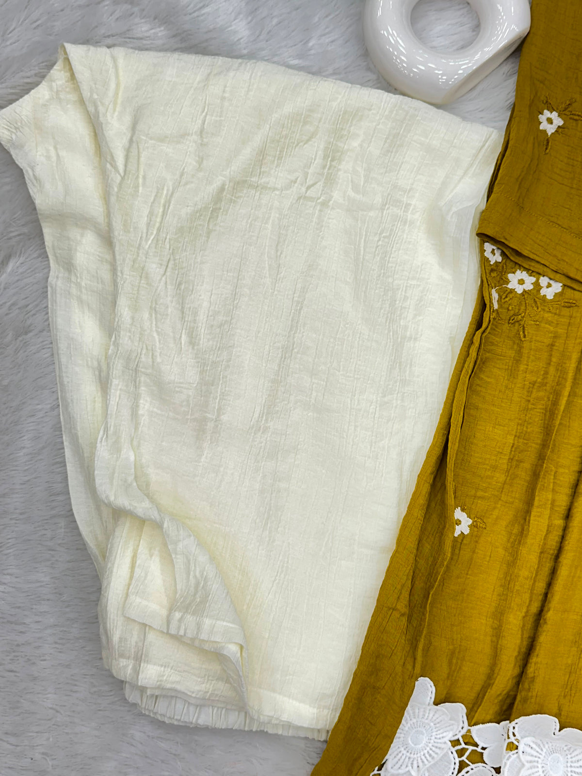 1386 Korea Lace-Work 2pc Frock Coordset - Mustard Yellow