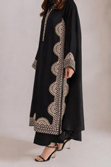 1338 Pakistani Embroidered Coord Set - Black