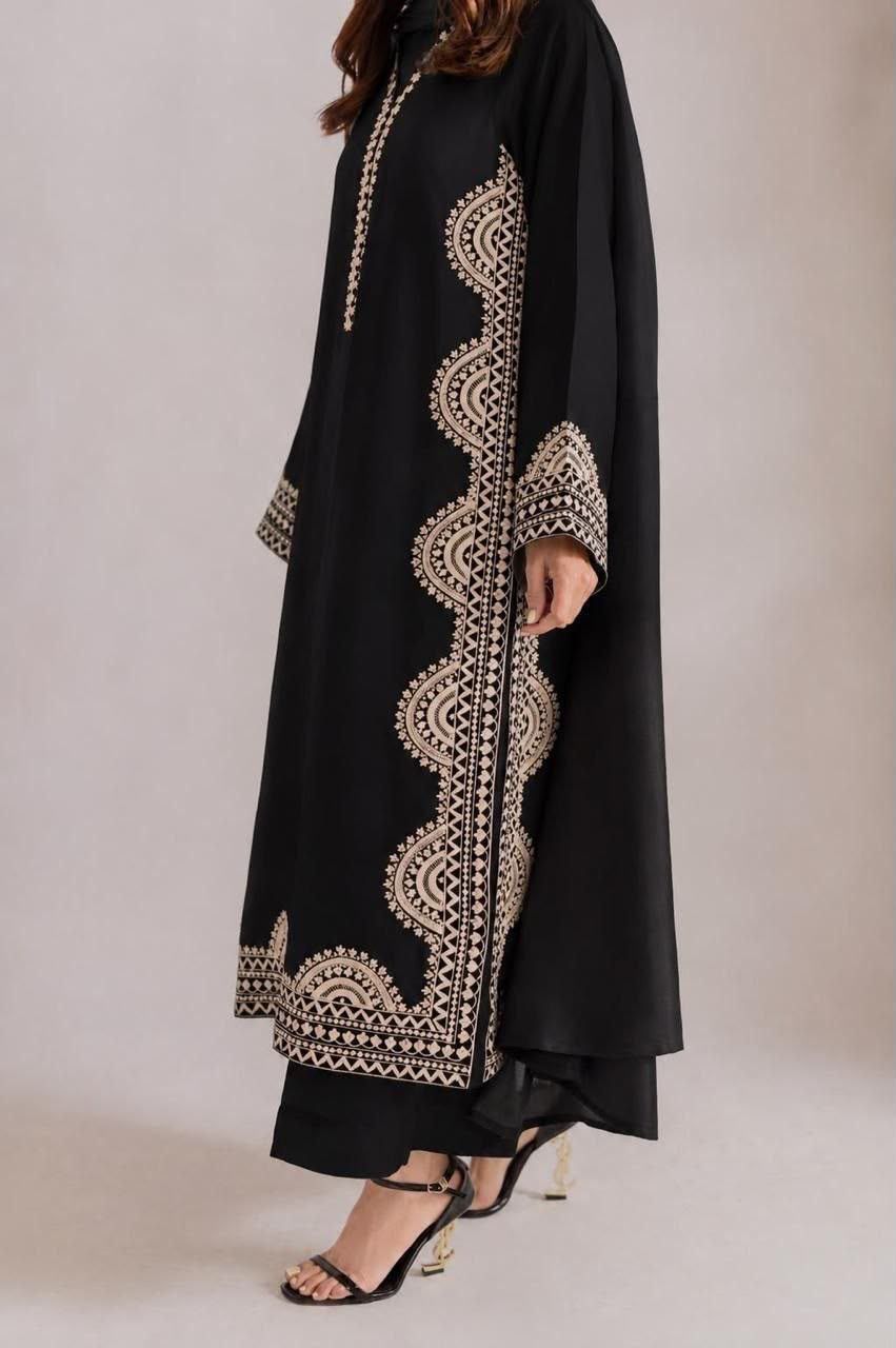 1338 Pakistani Embroidered Coord Set - Black