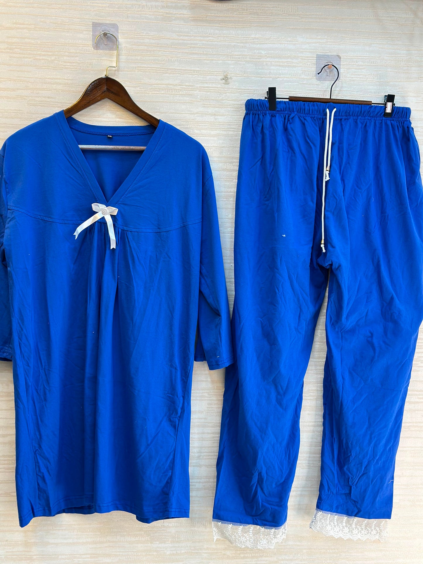 1044 Korean Bow Night Wear - Royal Blue