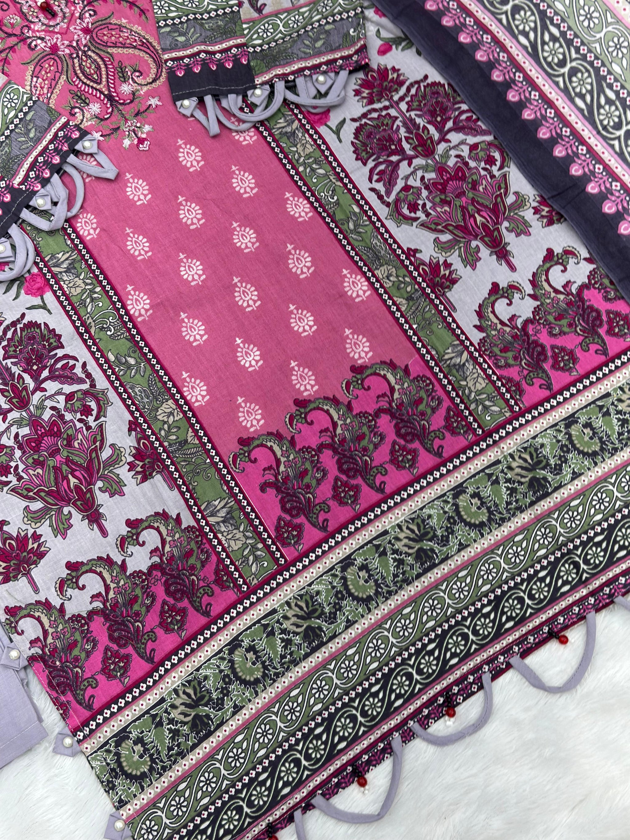855 Readymade Pakistani Floral Embroidery Lawn Suit