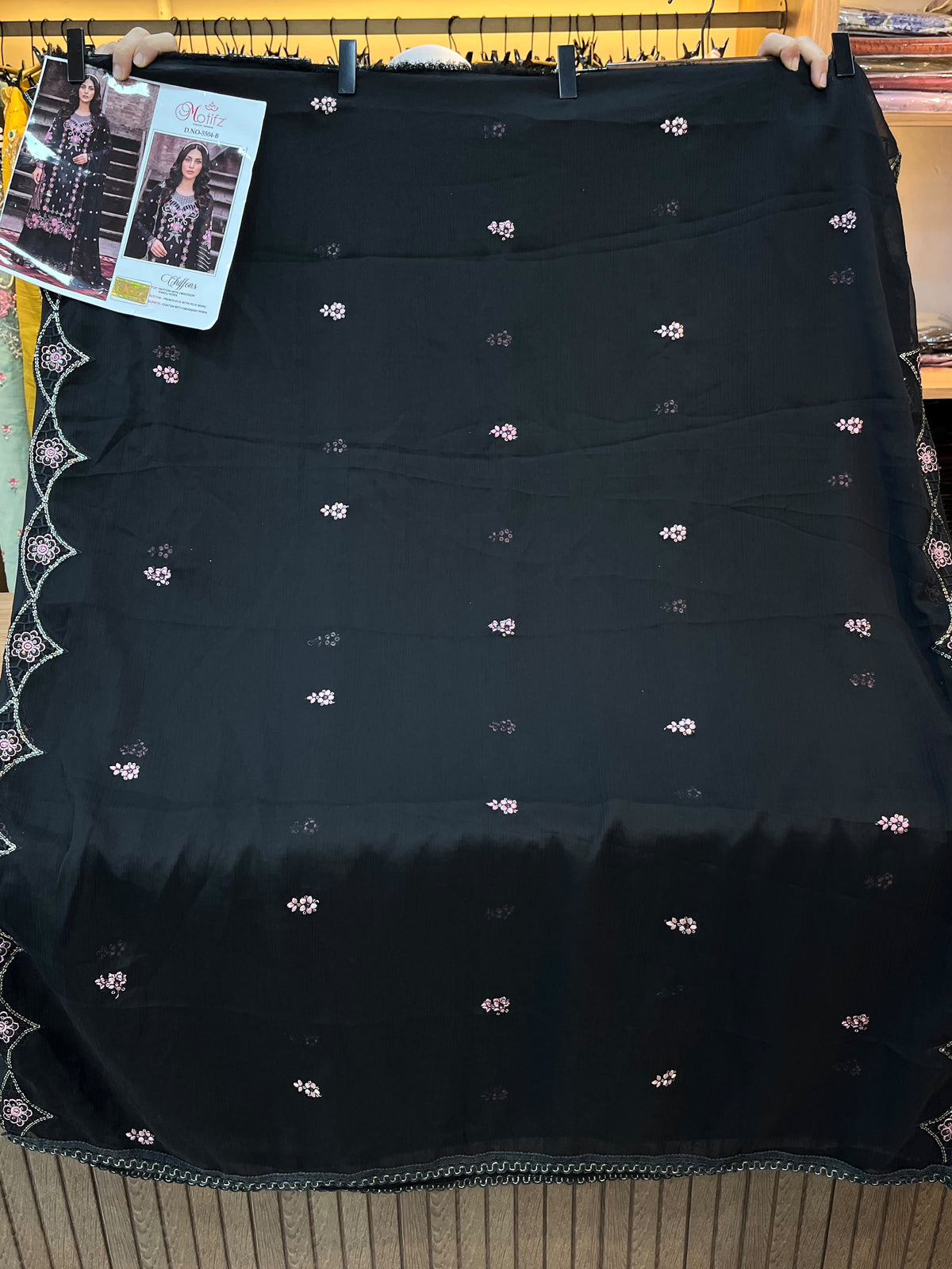 1487 Pakistani Unstitched Party Wear - Black
