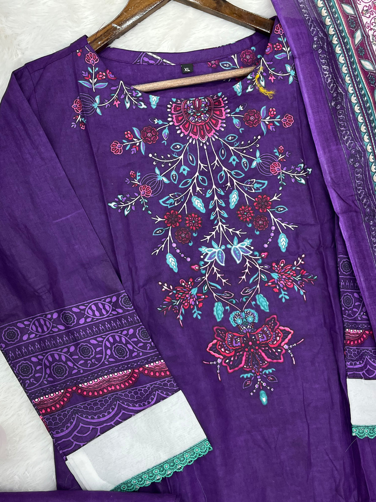 1451 Pakistani Embroidered Suit - Purple