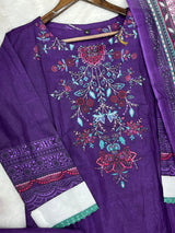 1451 Pakistani Embroidered Suit - Purple