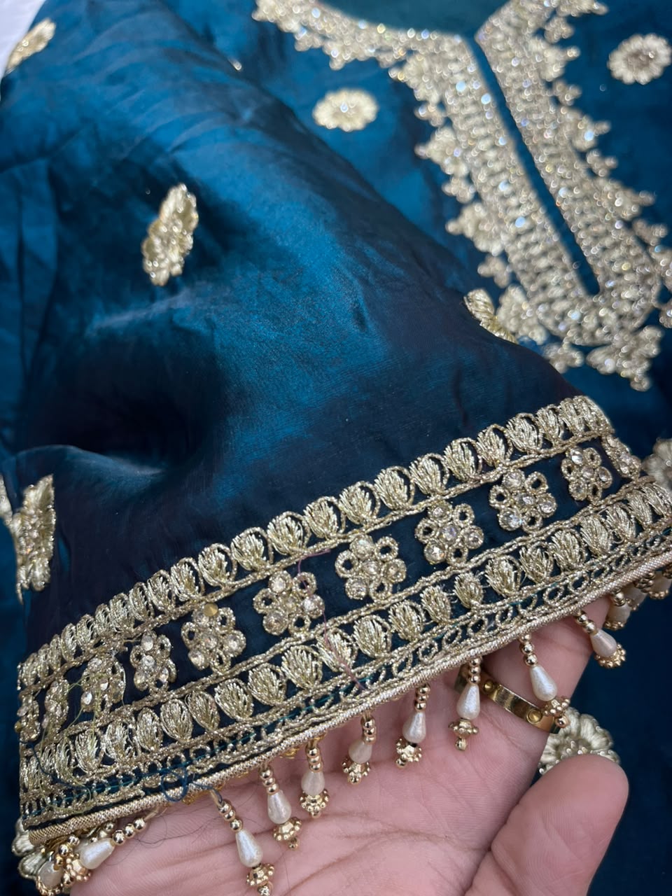 1489 Pakistani Party Wear - Teal Blue