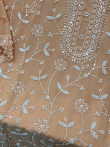 1452 Pakistani Unstitched Partywear - Peach