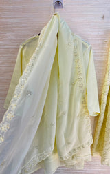 1204 Floral Hand-Work Partywear - Ivory