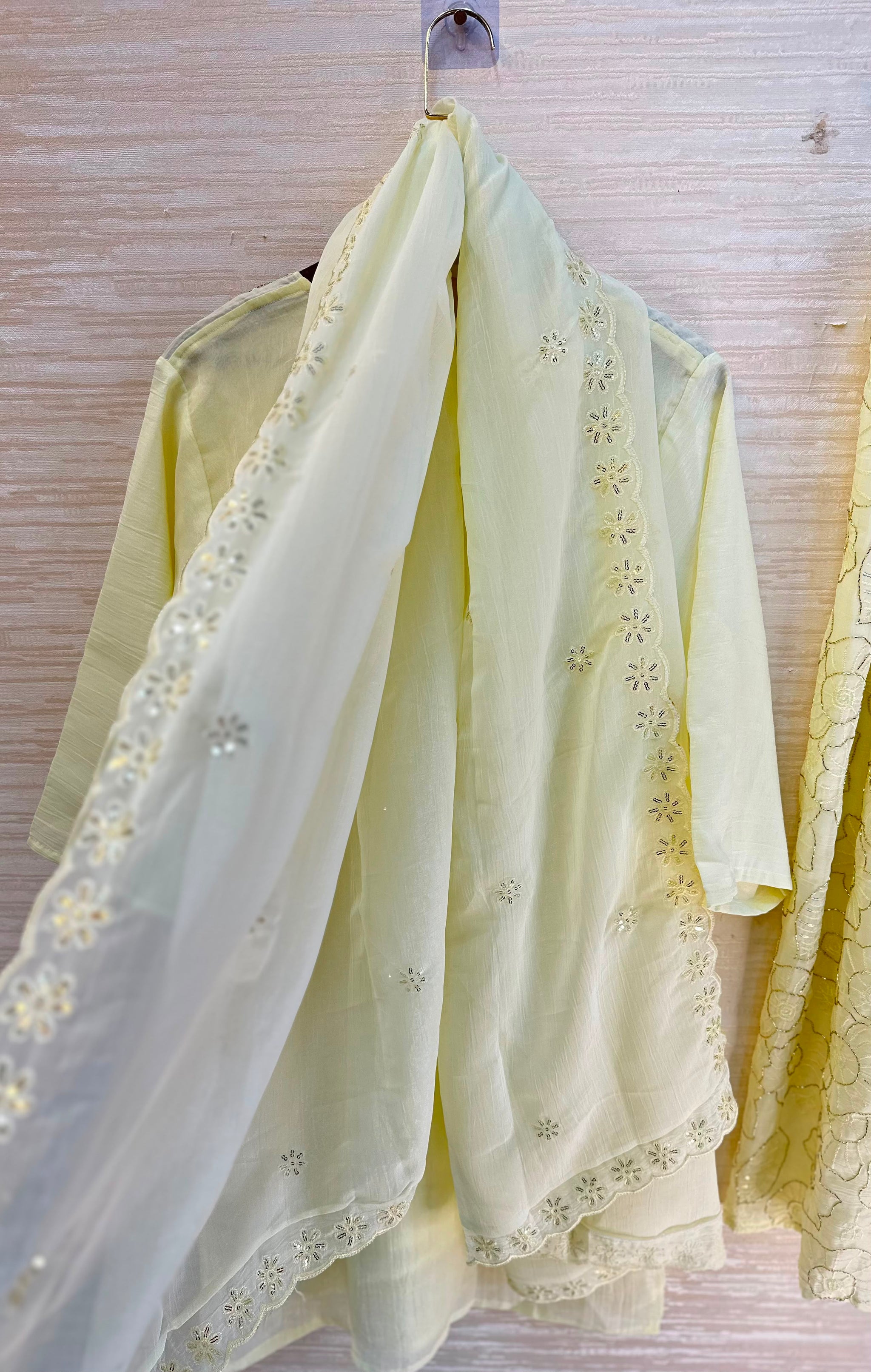 1204 Floral Hand-Work Partywear - Ivory