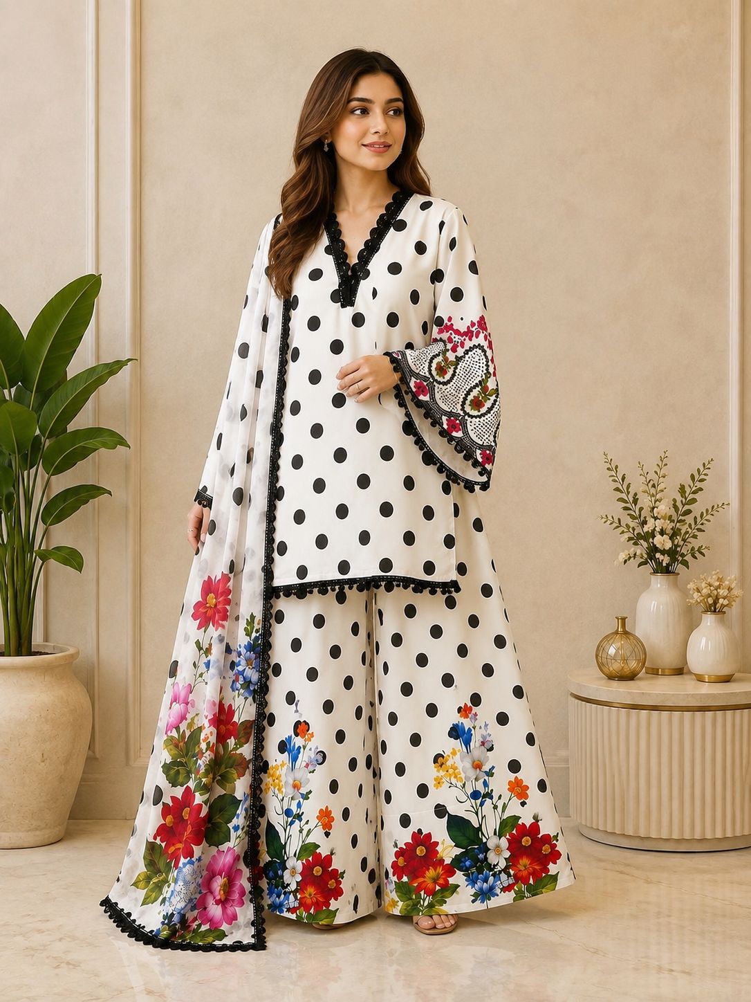 1355 Polka-Dot Floral Coordset