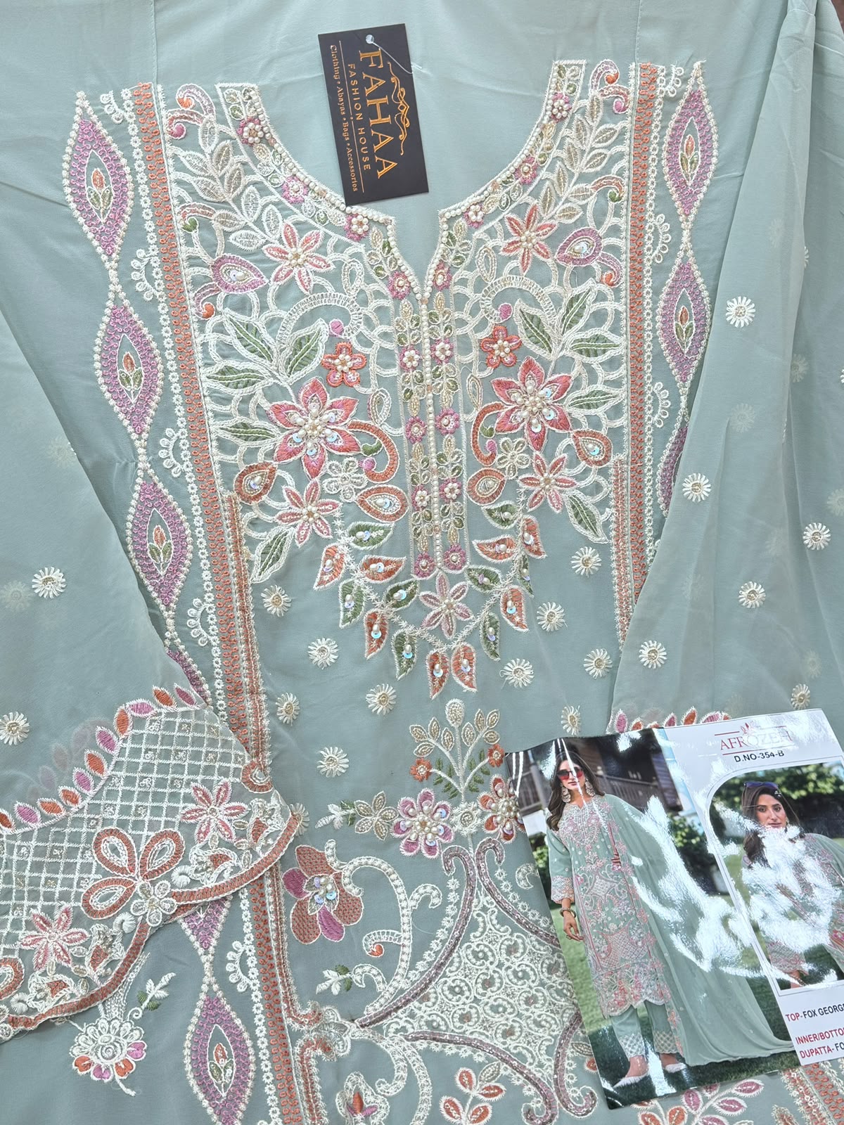 1440 Partywear Unstitched Partywear - Sea Green