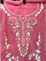 1446 Pakistani Unstitched Partywear - Berry Maroon