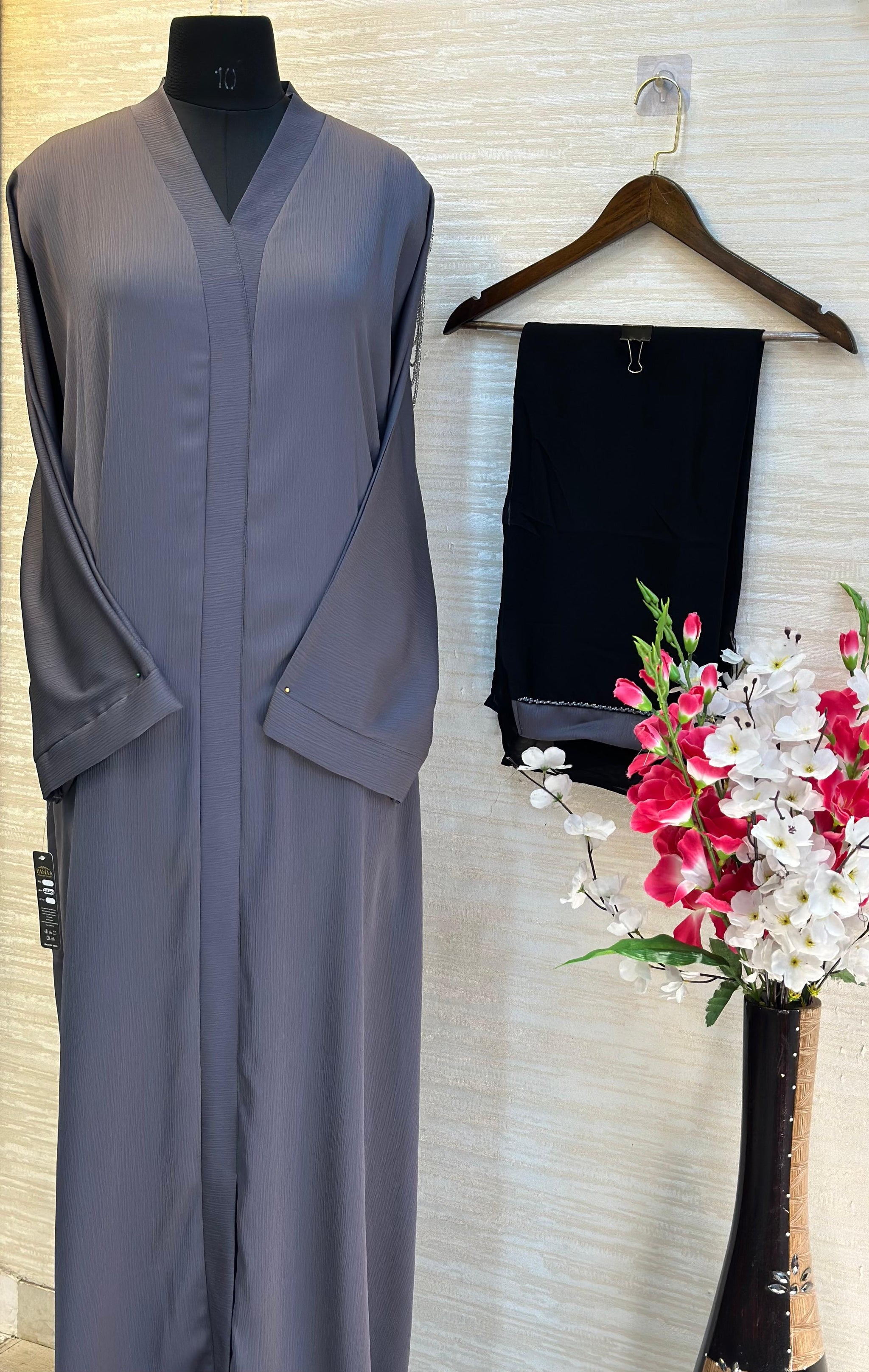 1115 The Premium Abaya - Dusty Steel Gray