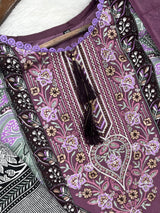 1449 Pakistani Embroidered Suit - Plum Purple