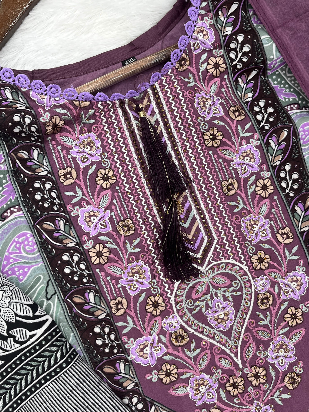 1449 Pakistani Embroidered Suit - Plum Purple
