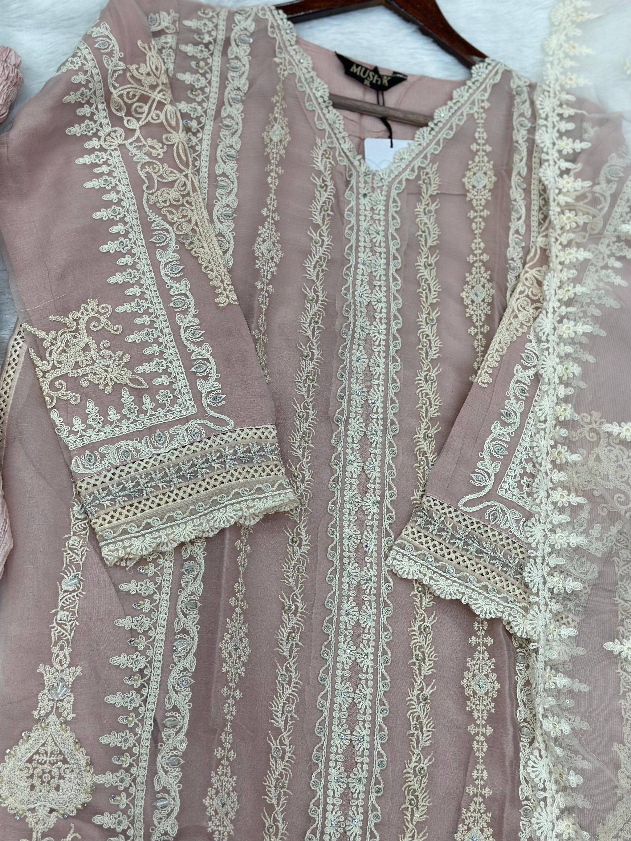 857 Readymade Mushk A-Line Sharara Set - Rosy Pink
