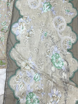 1441 Mausumery Foral Lawn Suit - Beige