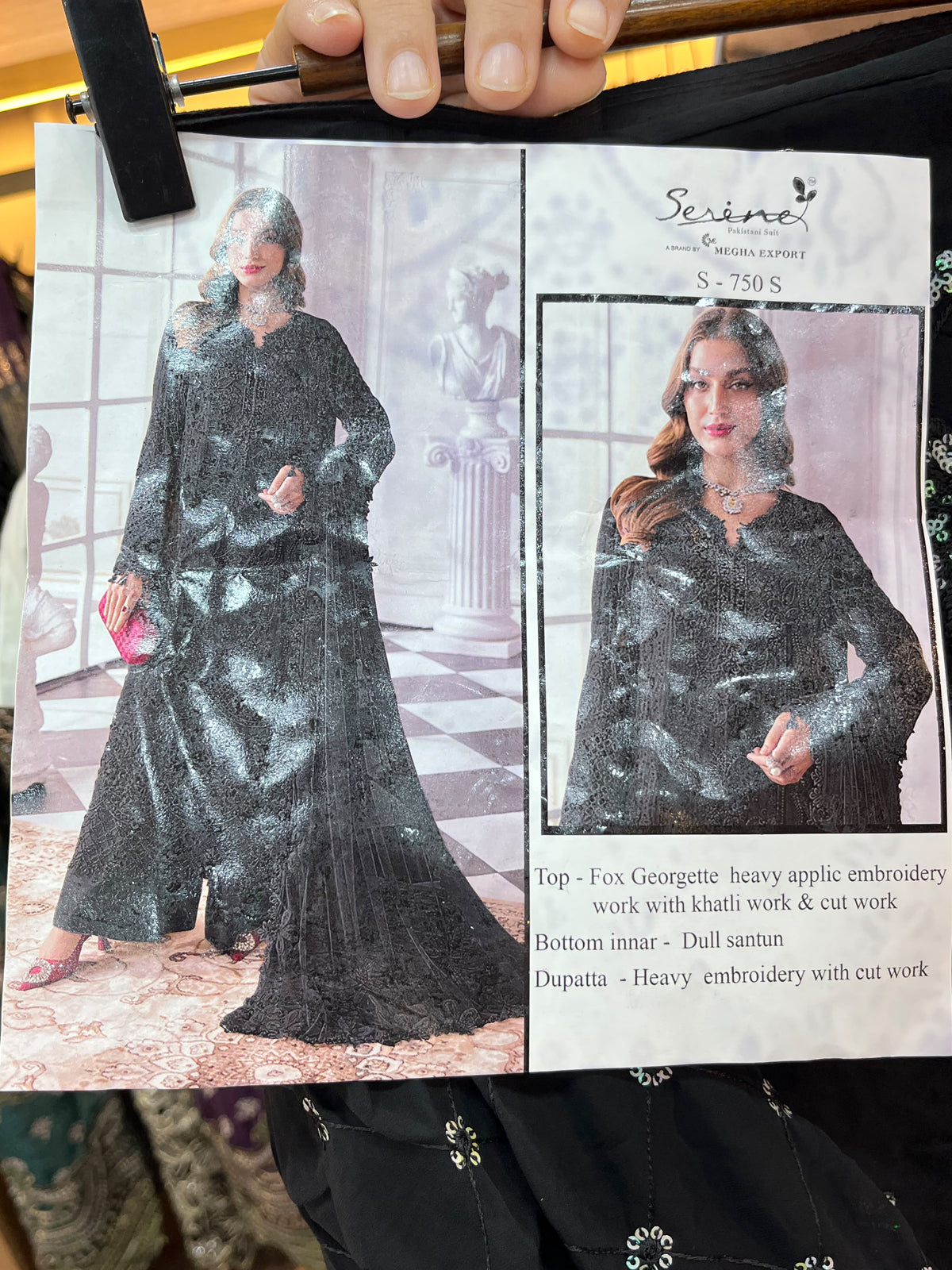 1488 Pakistani Unstitched Party Wear - Black