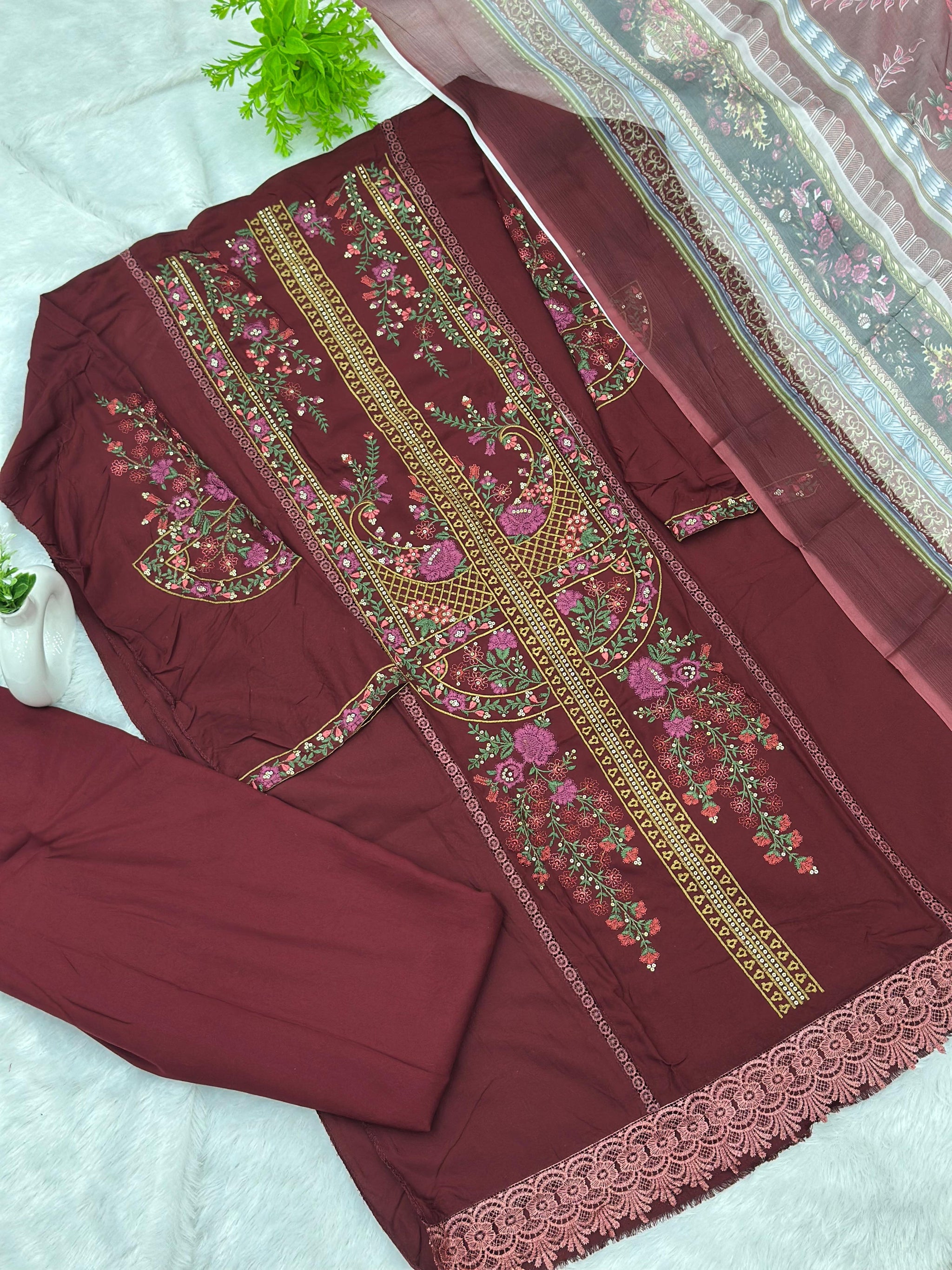 964 Maria-B Unstitched Pakistani Embroidered Suit