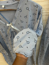 1447 Korean Bow Night Wear - Ice Blue