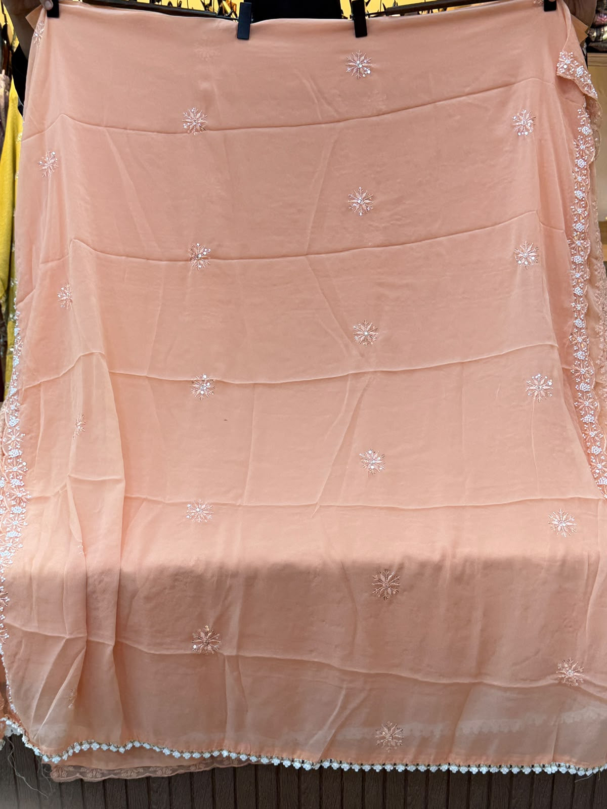 1452 Pakistani Unstitched Partywear - Peach