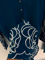 1194 Floral Embroidered Coord Set - Teal Blue
