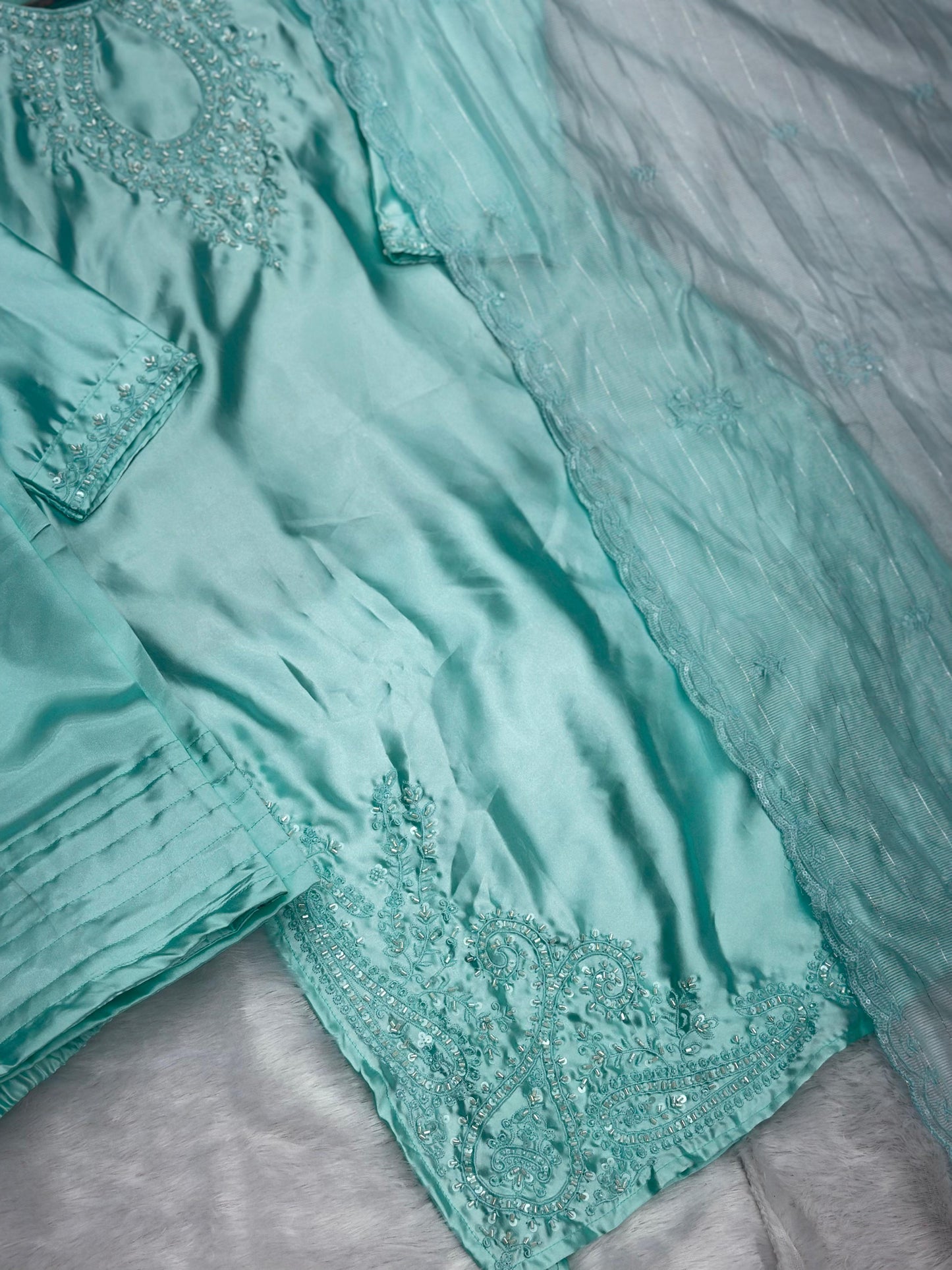 635 Mushk Farshi Set - Aqua