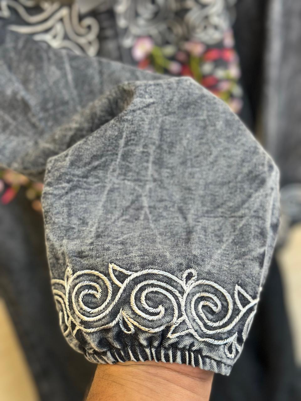 1011 Denim Embroidered Coord-Set